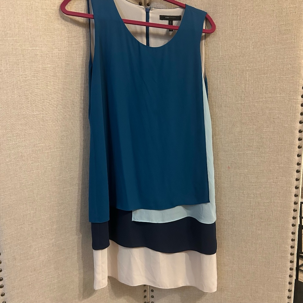 BCBG - Blue Colorblock Draped Shift Dress Sz 6